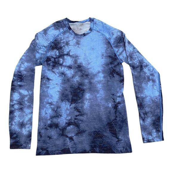Lululemon Men’s Metal Vent Tech Long Sleeve Shirt Marble Dye Blue Nile XS - Picture 10 of 10